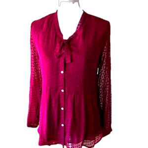 ANTHROPOLOGIE MEADOW RUE burgundy long sleeve blouse